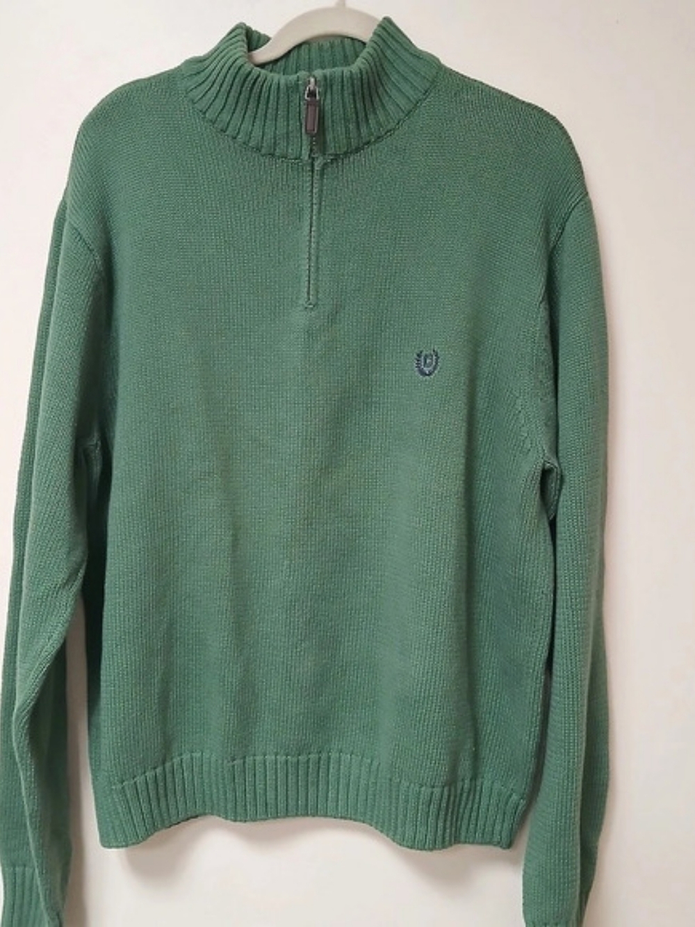 Chaps Cotton Quarter-Zip Mockneck Sweater Men's Green